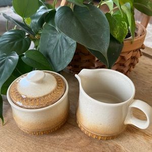 Japan stoneware creamer and sugar container